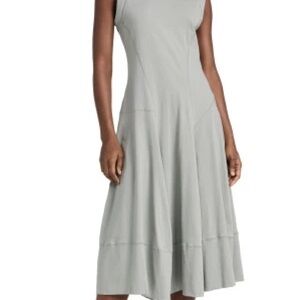 Tibi Sleeveless Gray / greenish midi Dress sz s. 100% cotton